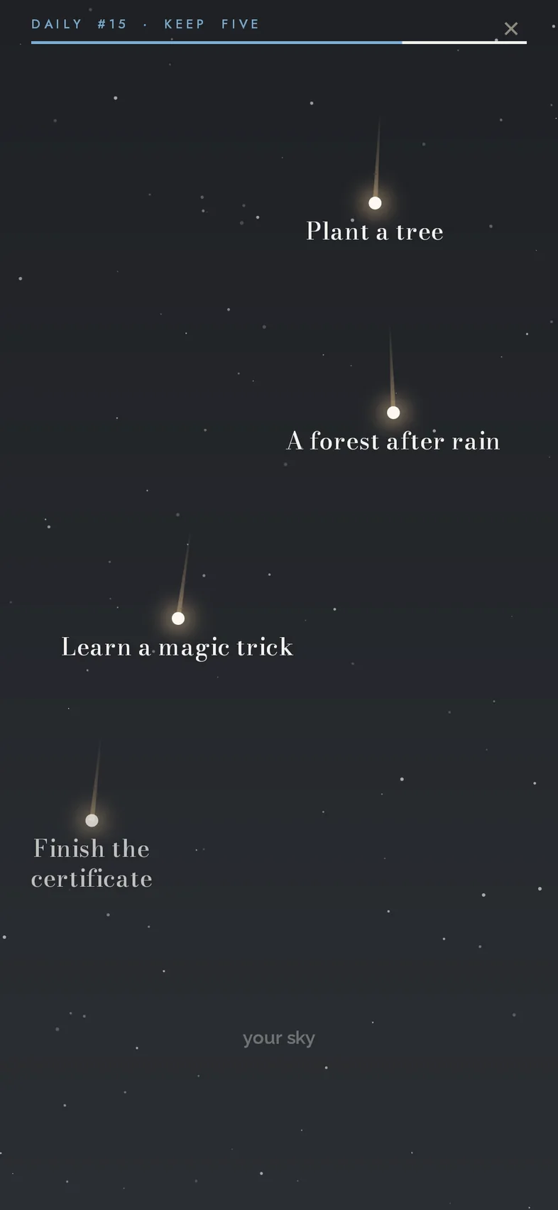 A drop: moments like Plant a tree fall as stars
